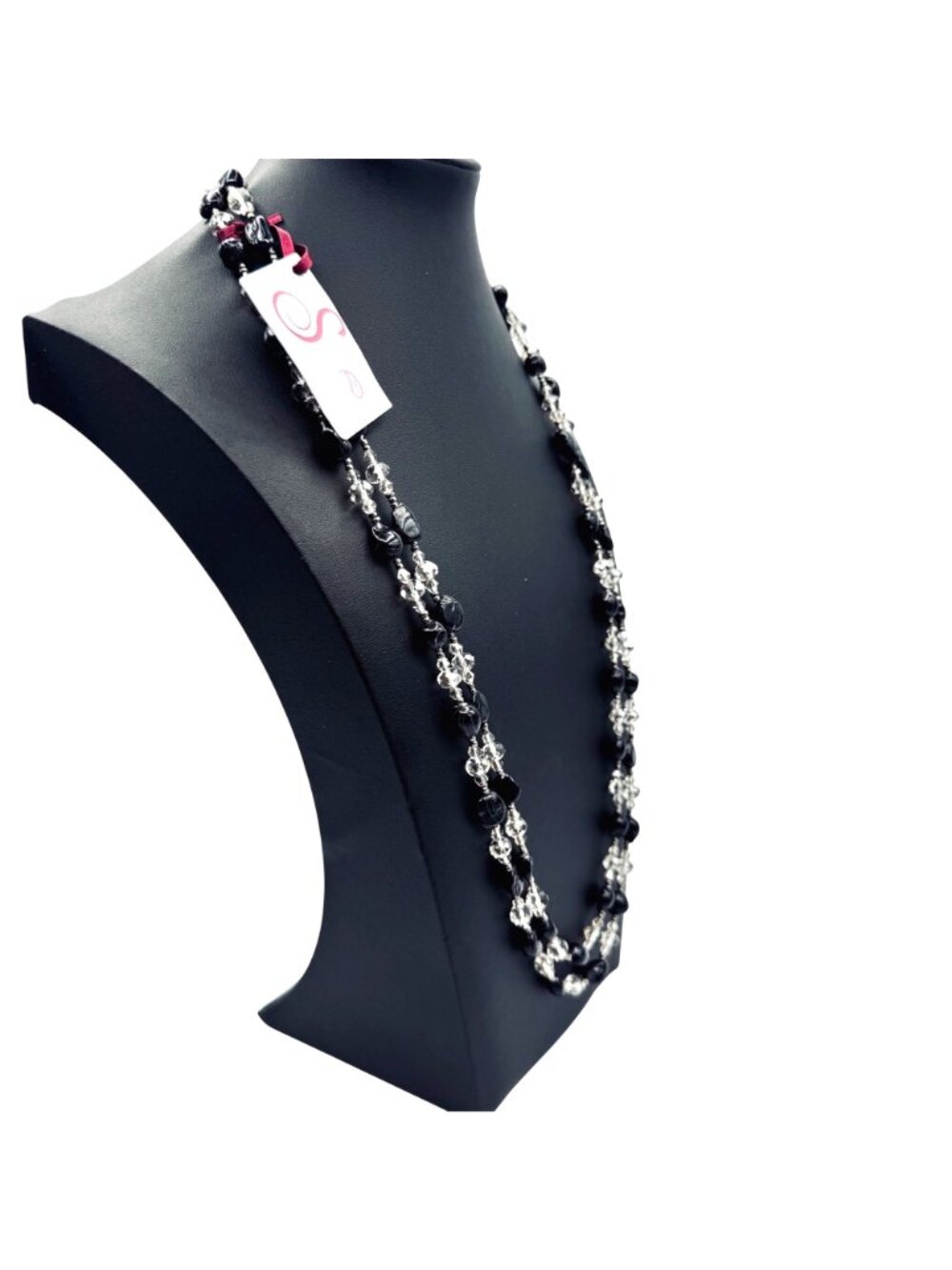 Crystal and Black Lampwork Bead Necklace 60" Long Opera Length by Sukhmani 80g - Picture 8 of 16